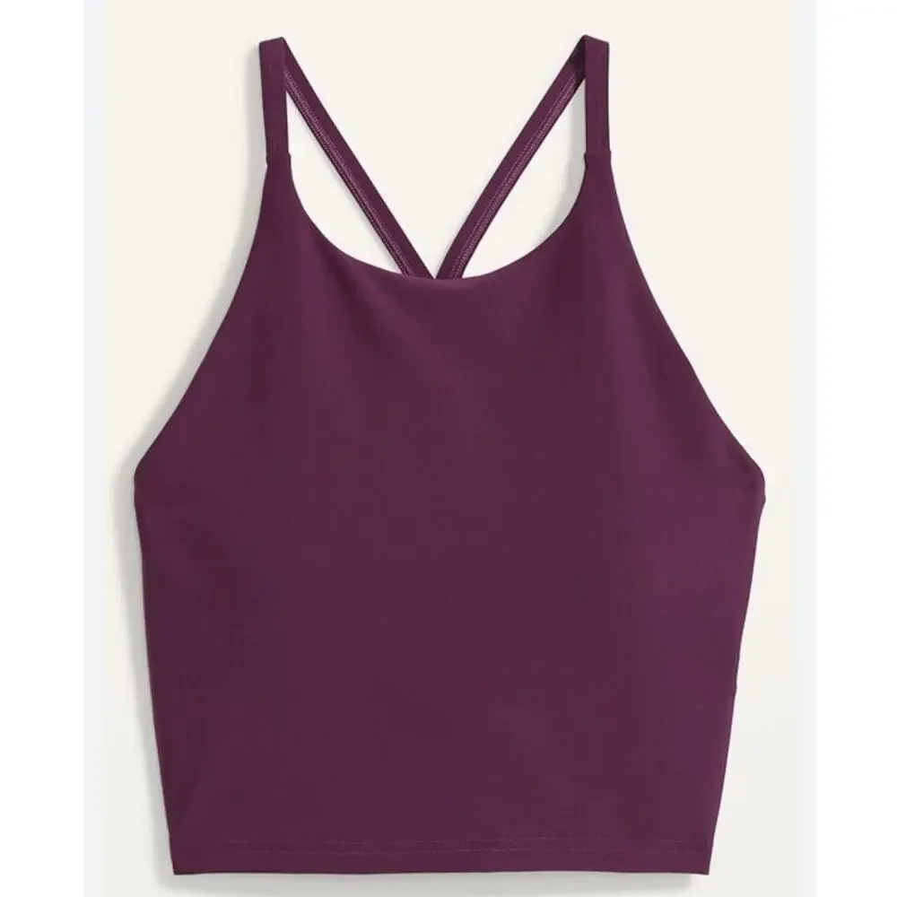 OLD NAVY ACTIVE | Light Support PowerSoft Longline Sports Bra Plum Purple | XL